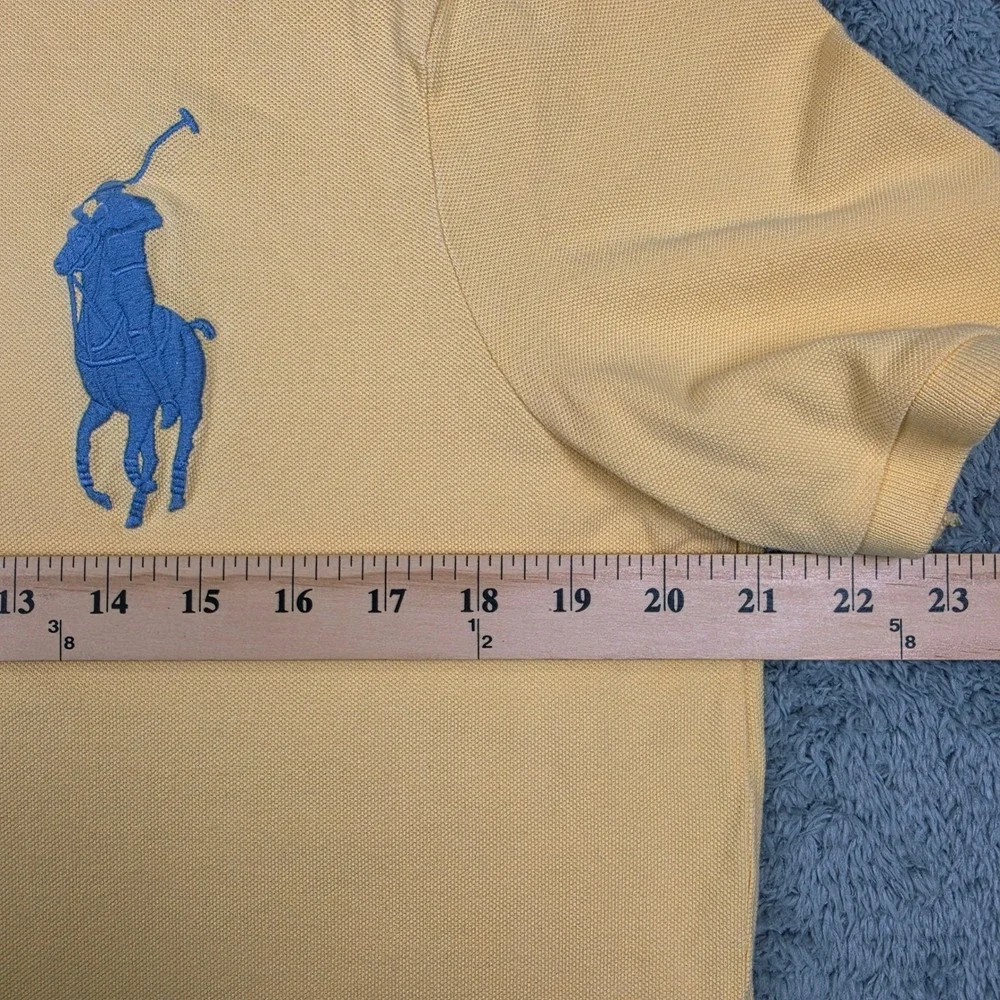 Polo Ralph Lauren Polo Shirt Mens M Yellow Big Pony Classic Fit Short Sleeve 3